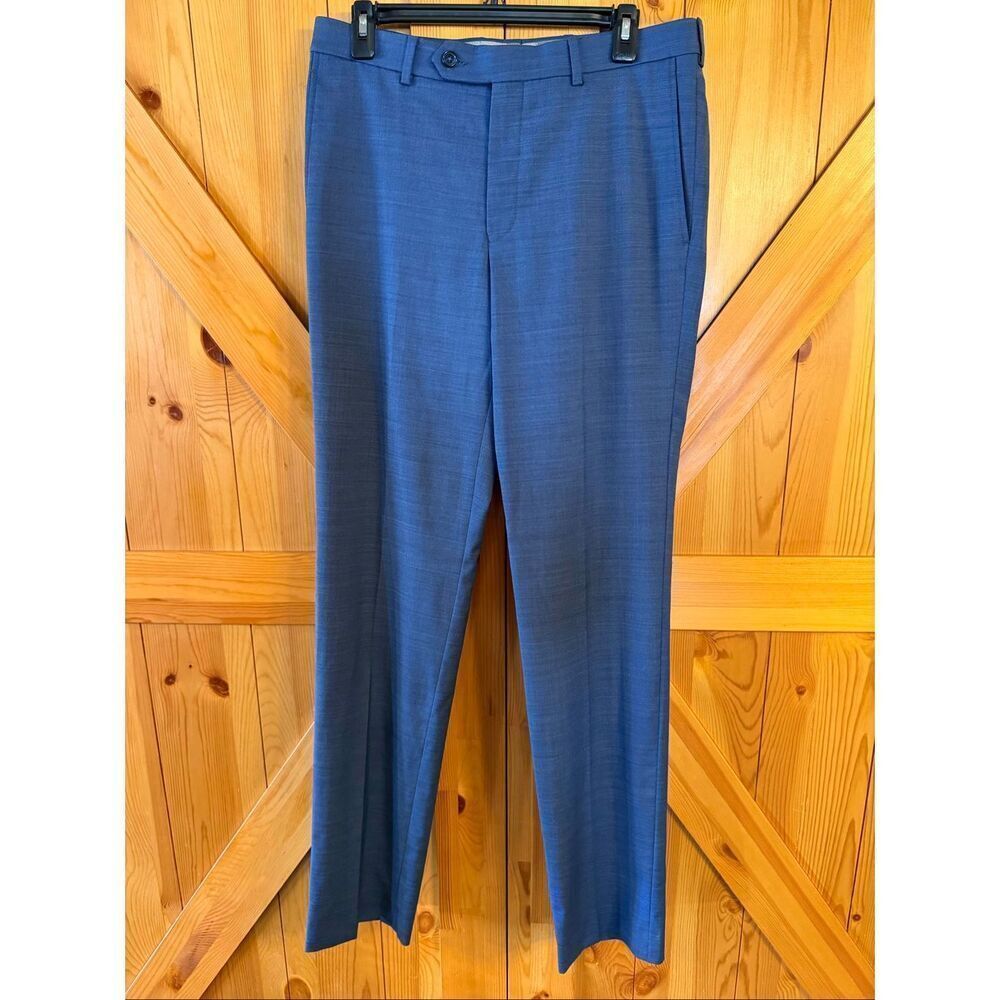 Cremieux Traveler Men’s Blue Chambray Wool Blend Dress Pants Size 32R (6740)